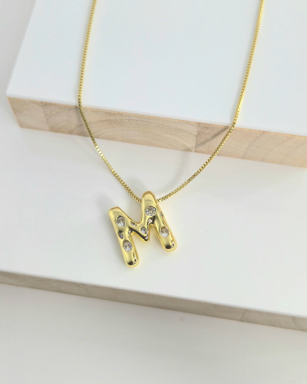 Pavé Balloon Letter Necklace
