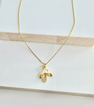 Load image into Gallery viewer, White Enamel &amp; Gold Umbrella Necklace
